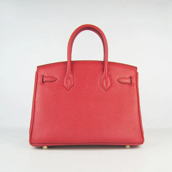 Hermes Birkin 30cm Togo Leather Handbags Red Golden