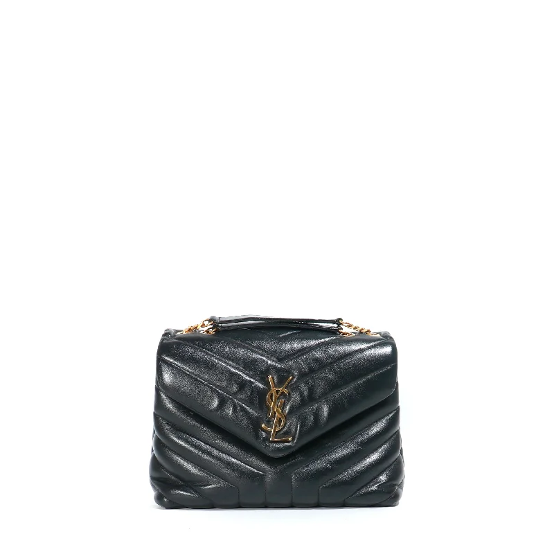 SAINT LAURENT - Sac à bandoulière Loulou small en cuir matelassé noir