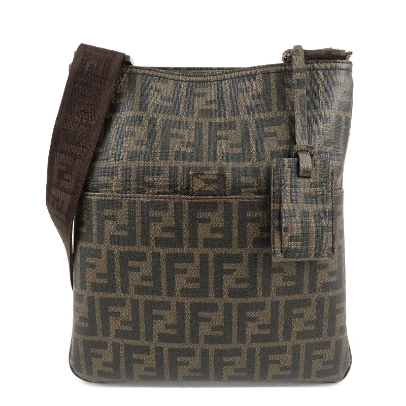 FENDI Zucca Print PVC Shoulder Bag Khaki Black 7VA207