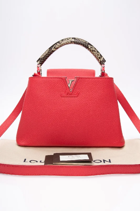 LOUIS VUITTON Poppy Coral Taurillon Python Capucines BB