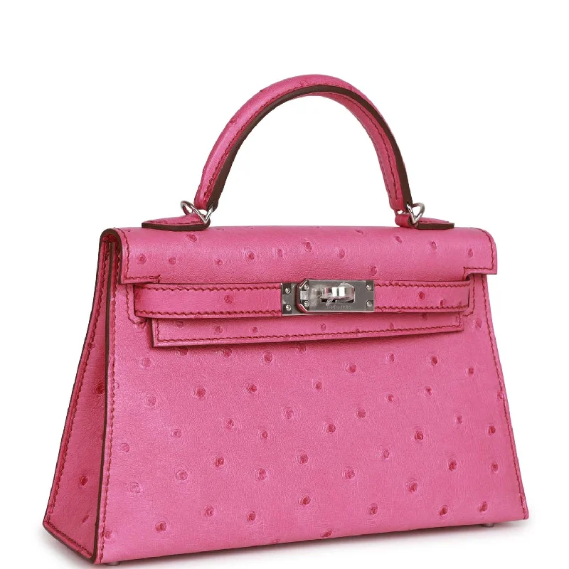 Hermes Kelly Sellier 20 Fuchsia Ostrich Palladium Hardware