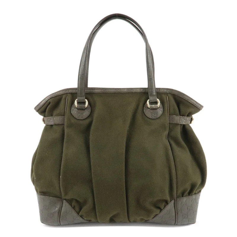 GUCCI Guccisima Wool Guccisima Leather Tote Bag Olive 257290