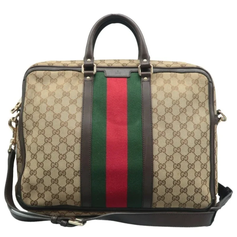 100% Authentic GUCCI  Brown Cloth Satchel Bag