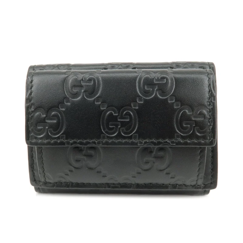 GUCCI Guccissima Leather Compact Wallet Black 547070 Black