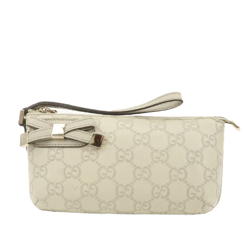 GUCCI Princy Guccissima Leather Pouch Ivory 162846 Gold HDW