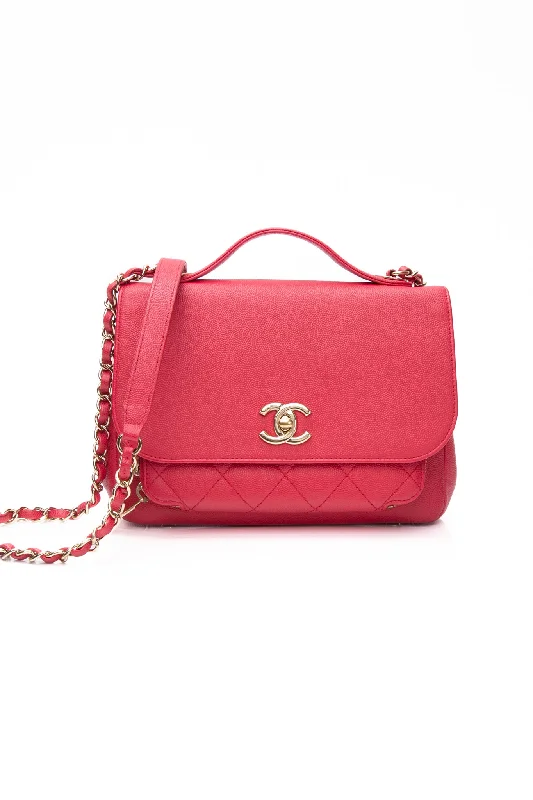 CHANEL Small Raspberry Caviar Quilted Business Affinity Flap Bag