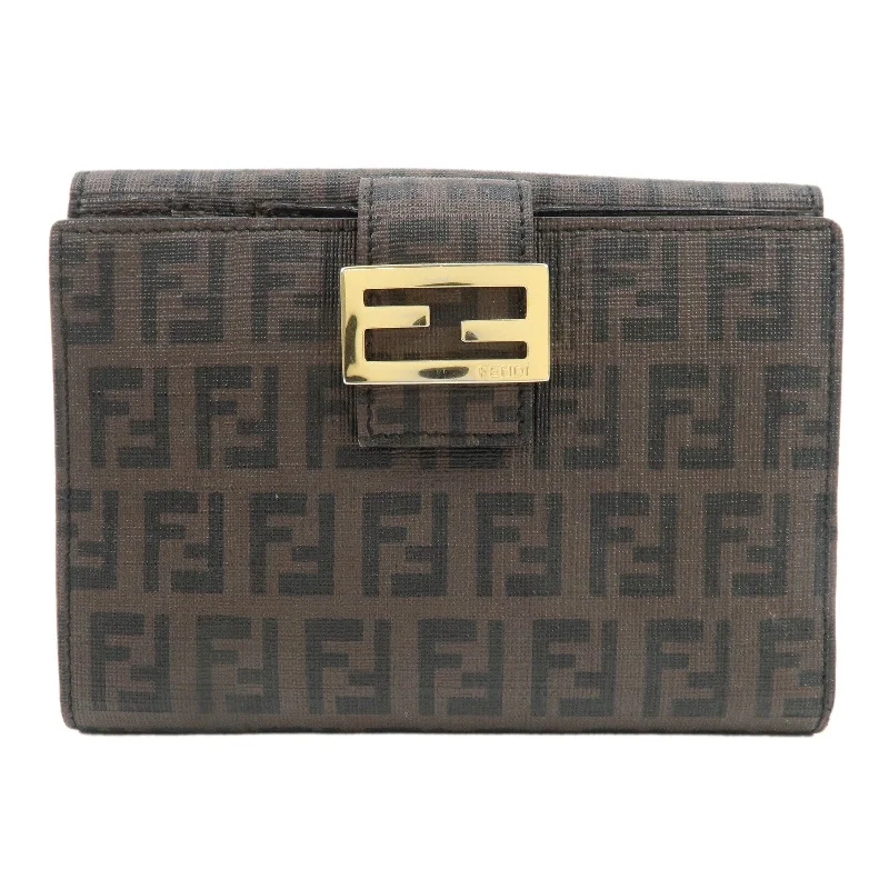 FENDI Zucchino PVC Bi-fold Wallet Brown Black 8M0160