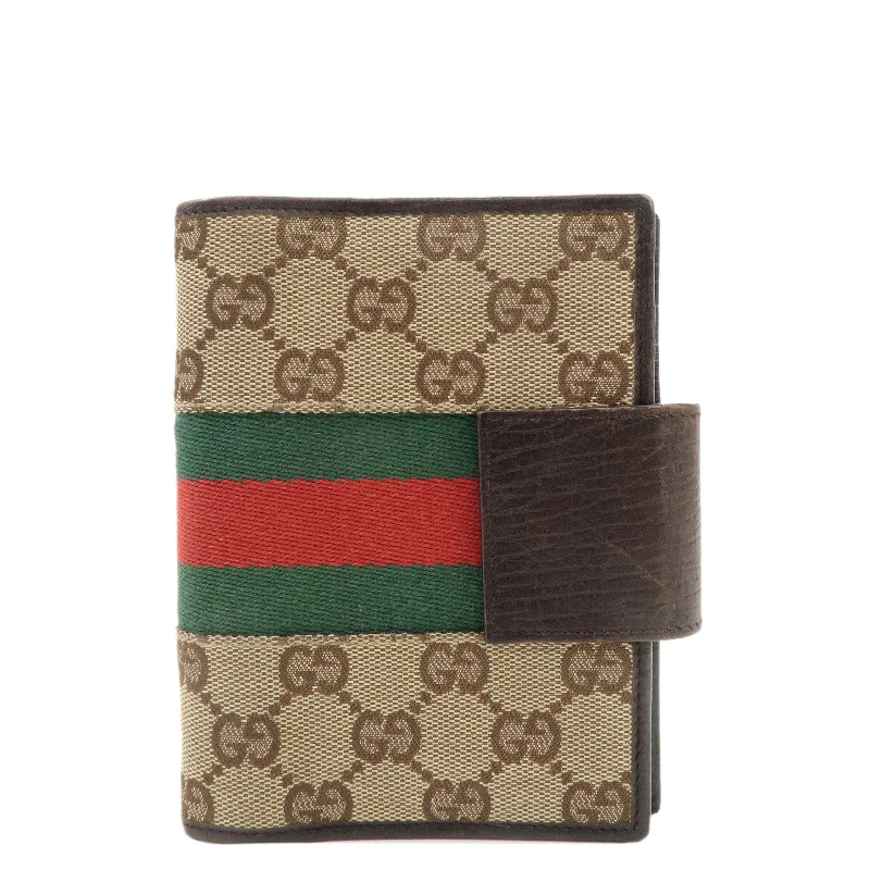 GUCCI Sherry GG Canvas Leather Notebook Cover Planner Cover 115240