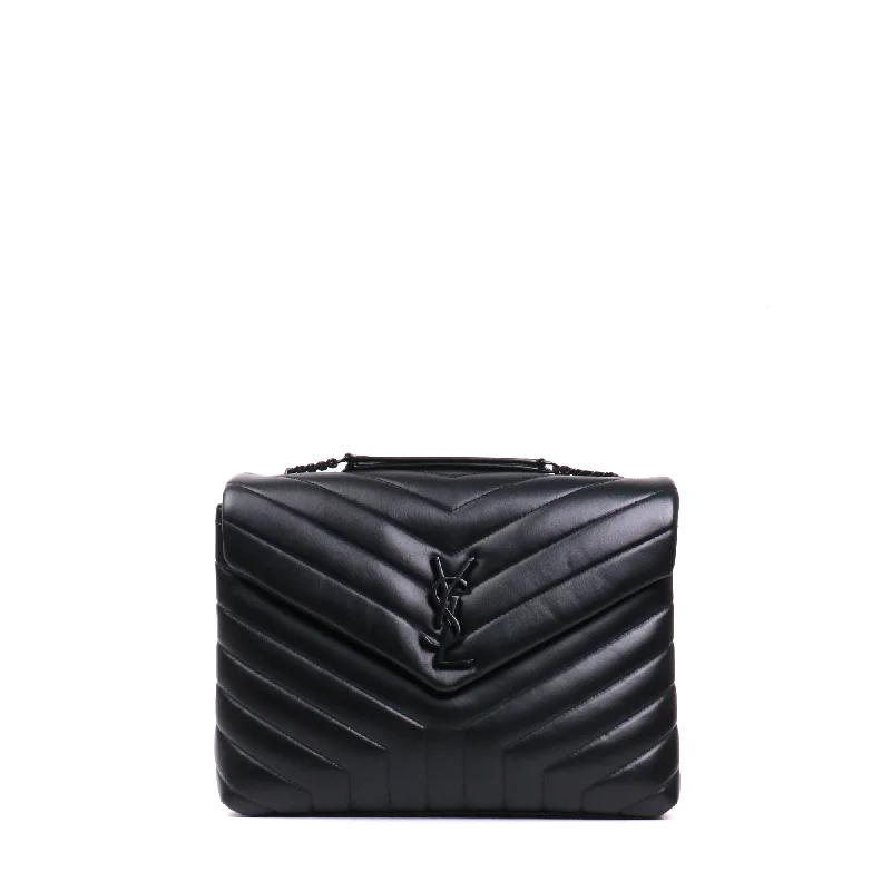 SAINT LAURENT - Sac à épaule Loulou medium Saint Laurent en cuir noir matelassé