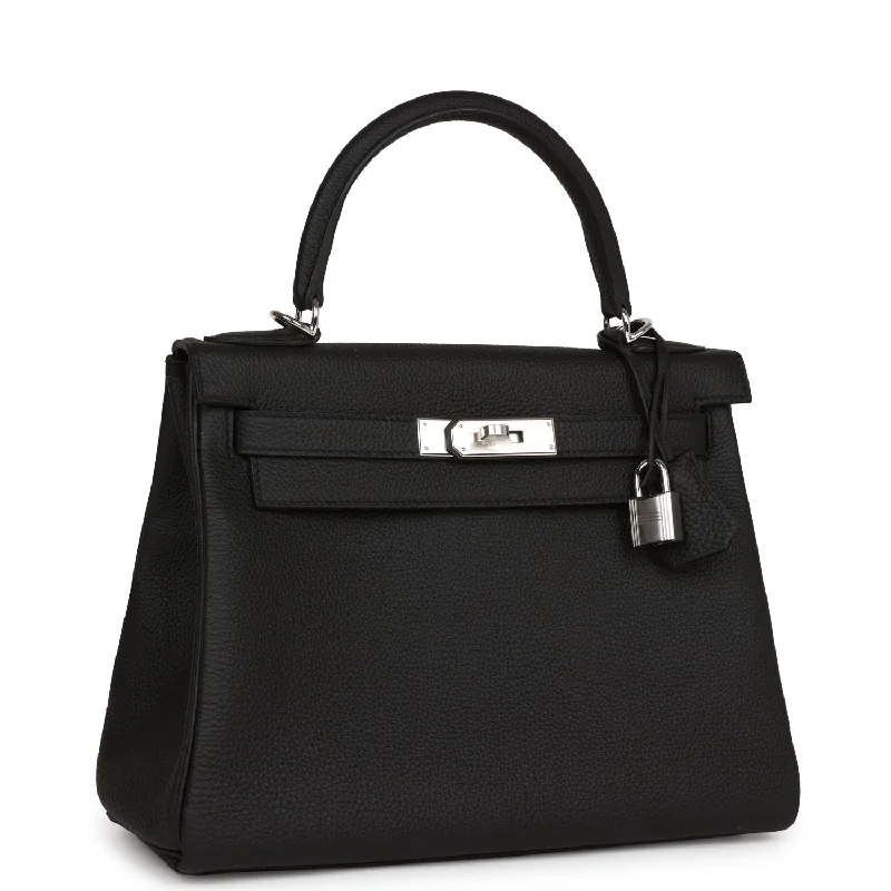 Hermes Kelly Retourne 28 Black Togo Palladium Hardware