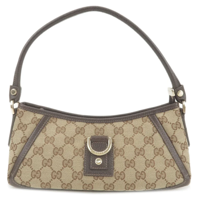 GUCCI Abbey GG Canvas Leather Shoulder Bag Beige Brown 130939