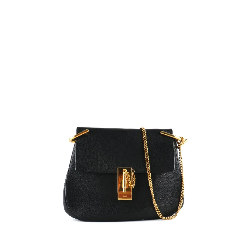 CHLOÉ - Sac à bandoulière Drew en cuir grainé noir