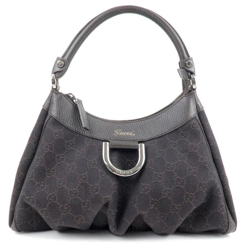 GUCCI Abbey GG Canvas Leather Shoulder Bag Dark Brown 265692