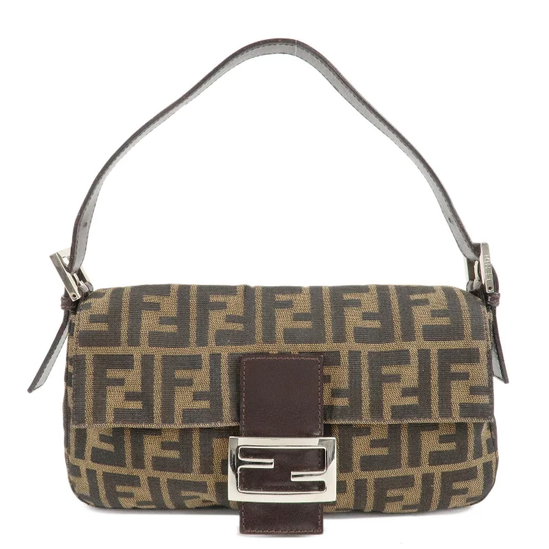 FENDI Zucca Mamma Baguette Canvas Shoulder Bag Brown Black 26424