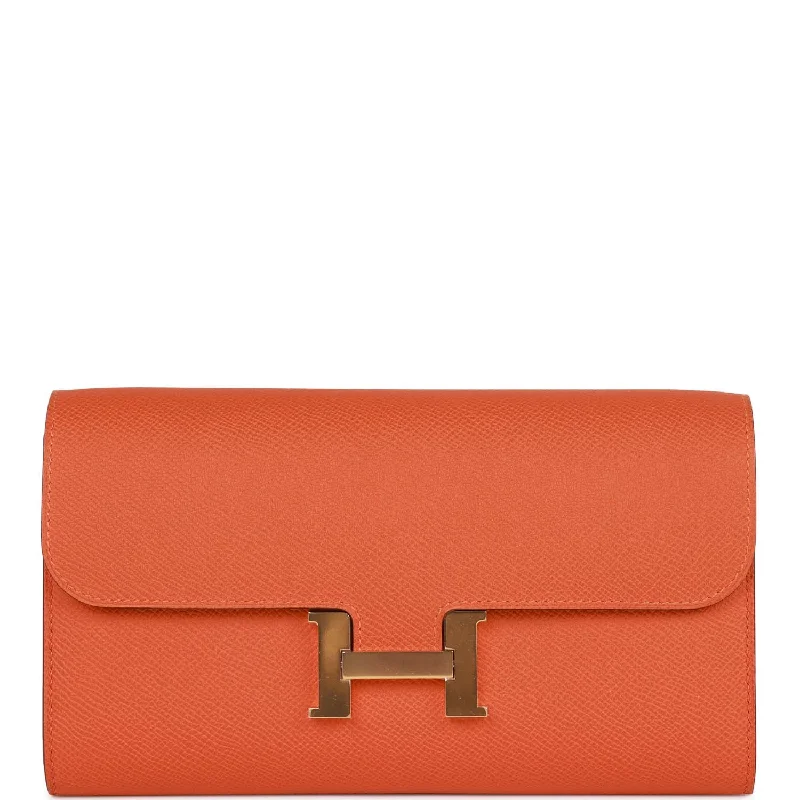 Hermes Constance Wallet To Go Orange Epsom Gold Hardware