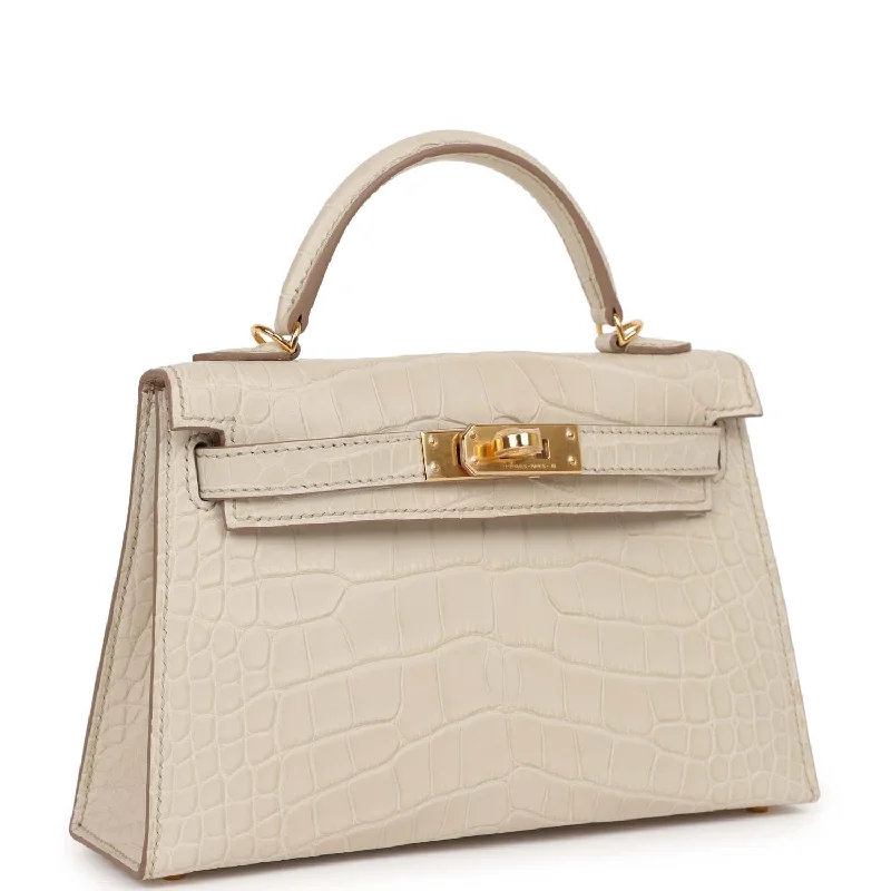 Hermes Kelly Sellier 20 Beton Mate Alligator Gold Hardware