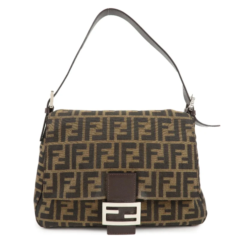 FENDI Mamma Baguette Zucca Canvas Leather Shoulder Bag 26325