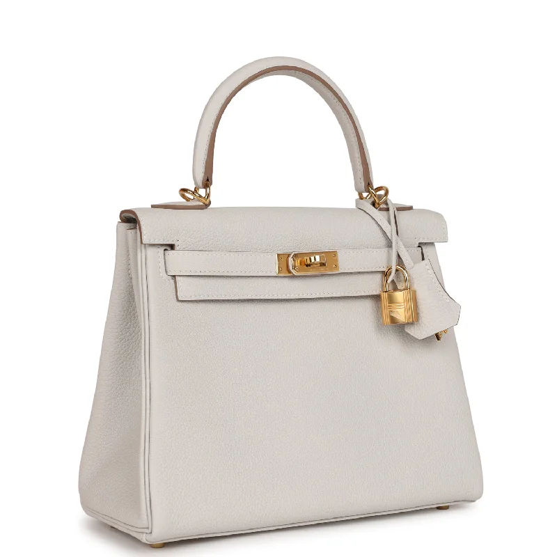 Hermes Kelly Retourne 25 Gris Pale Togo Gold Hardware