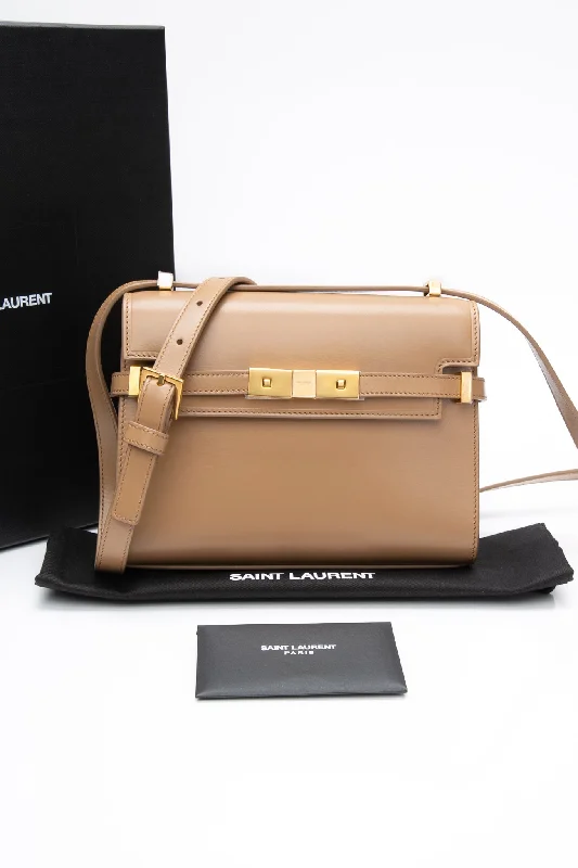 SAINT LAURENT Natural Tan Calfskin Leather Mini Baby Manhattan Shoulder Bag (New)