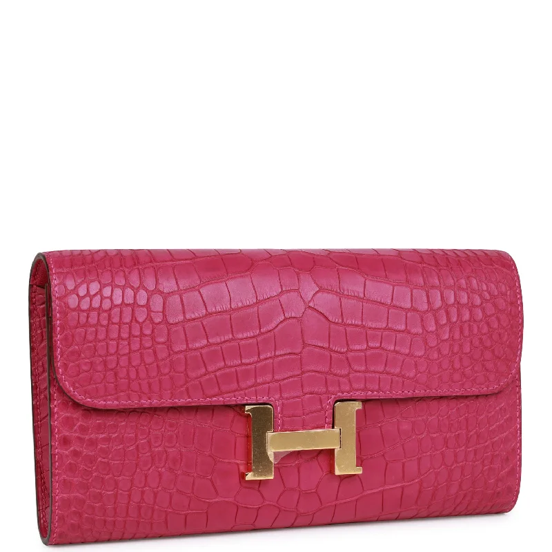 Hermes Constance Wallet To Go Rose Scheherazade Matte Alligator Gold Hardware