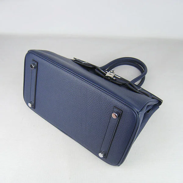 Hermes Birkin 30cm Togo Leather Handbags Dark Blue Silver