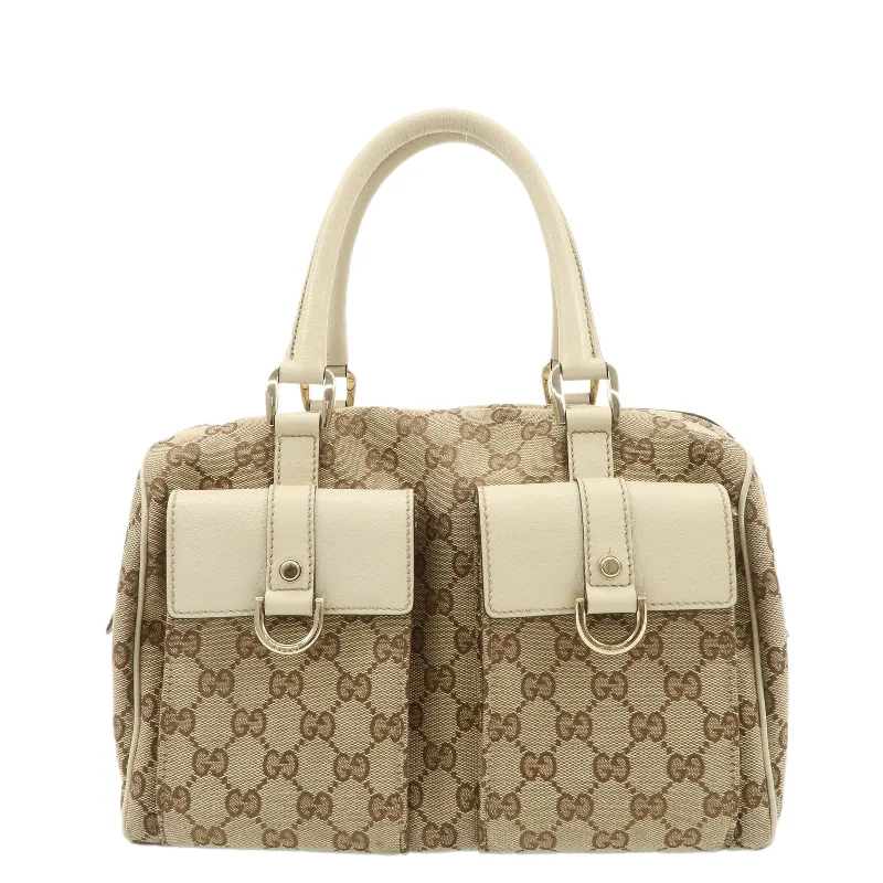 GUCCI Abbey GG Canvas Leather Mini Boston Bag Beige Ivory 153026