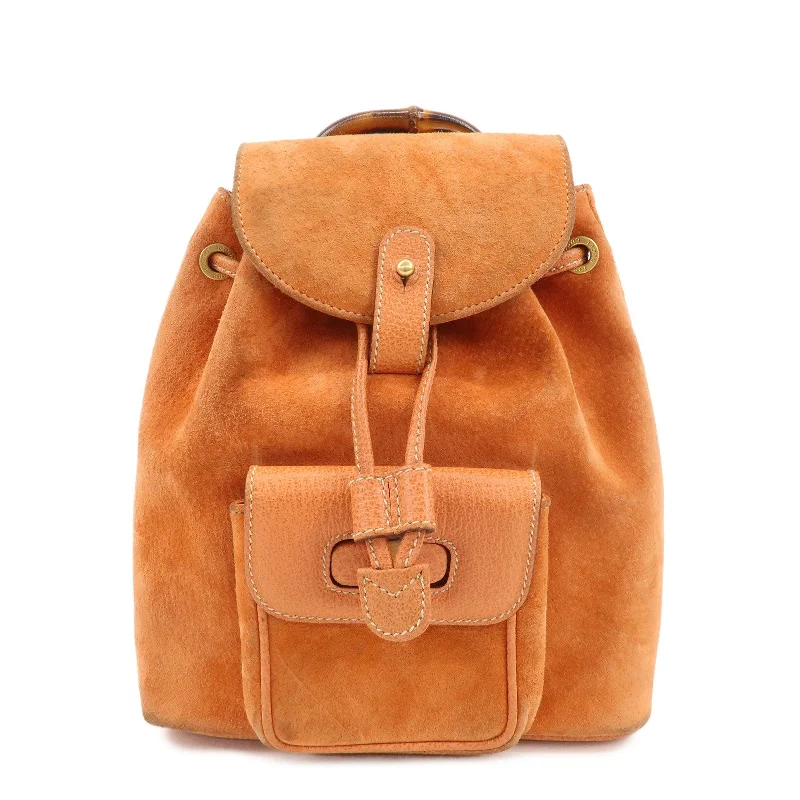 GUCCI Bamboo Suede Leather Back Pack Orange 003.1705.0030