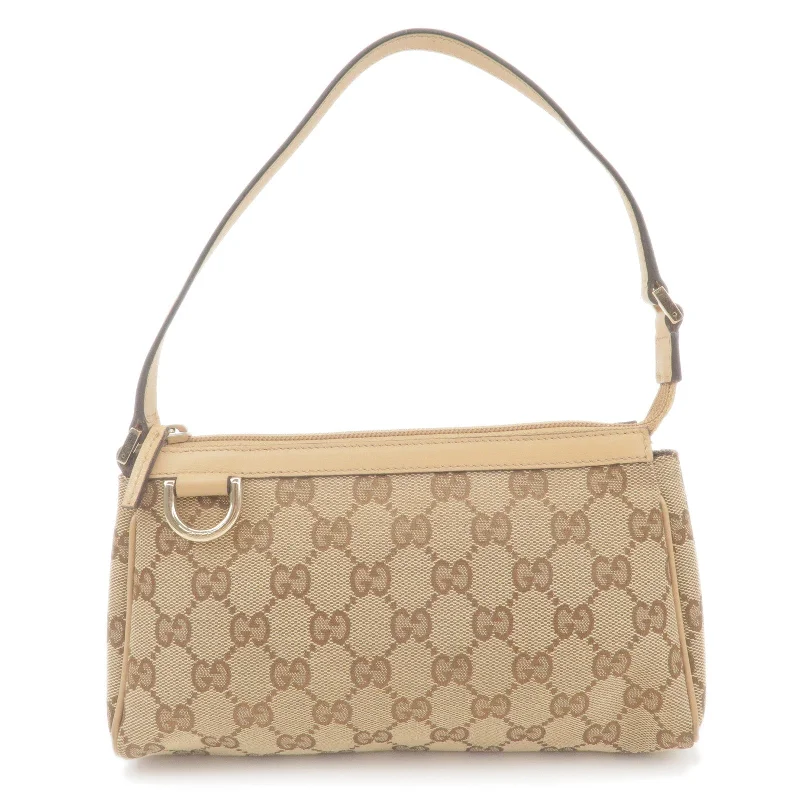 GUCCI Abbey GG Canvas Leather Hand Bag Beige Brown 145750