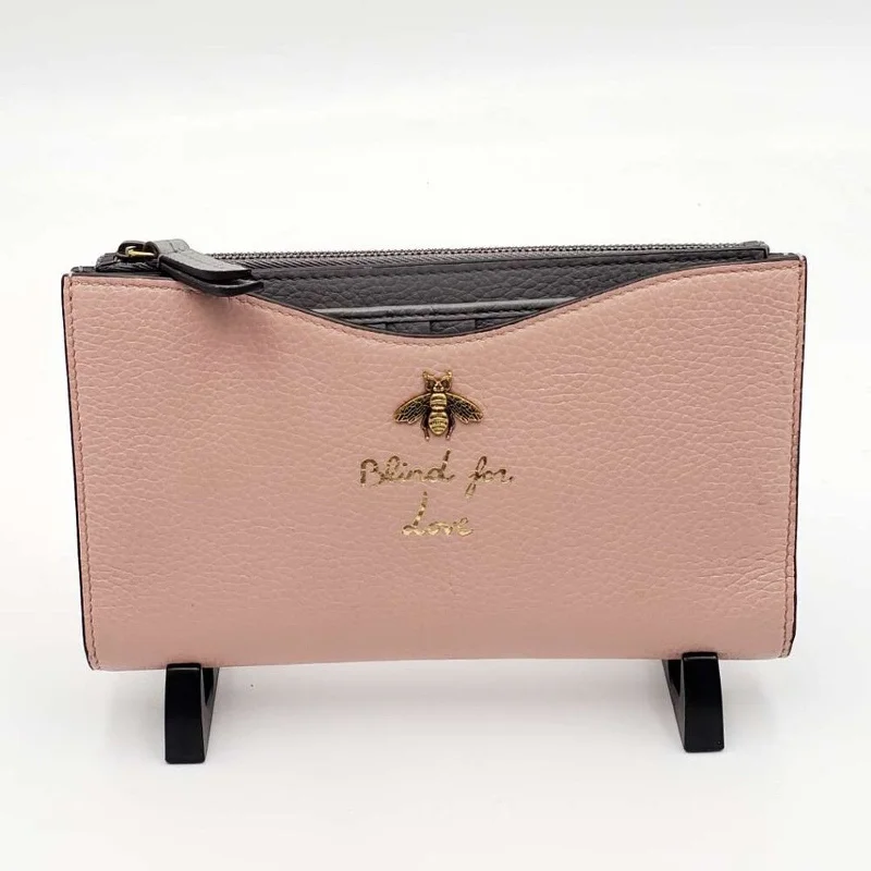 GUCCI Pink&Grey W/P Leather Clutch Bag