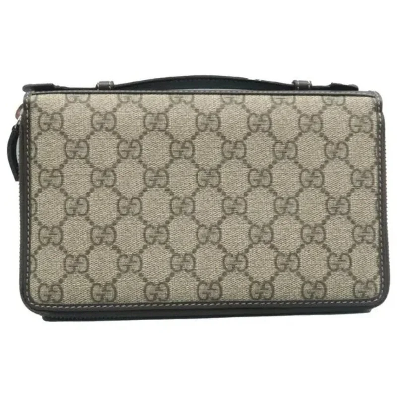 GUCCI Brown GG Canvas Clutch Bag