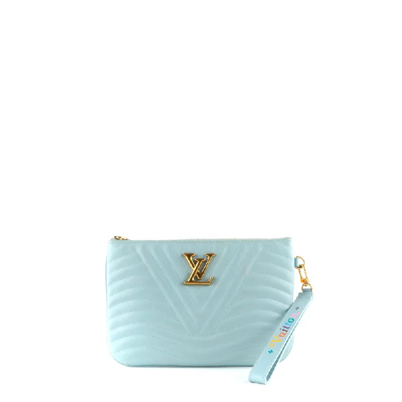 LOUIS VUITTON - Pochette New Wave en cuir bleu/gris