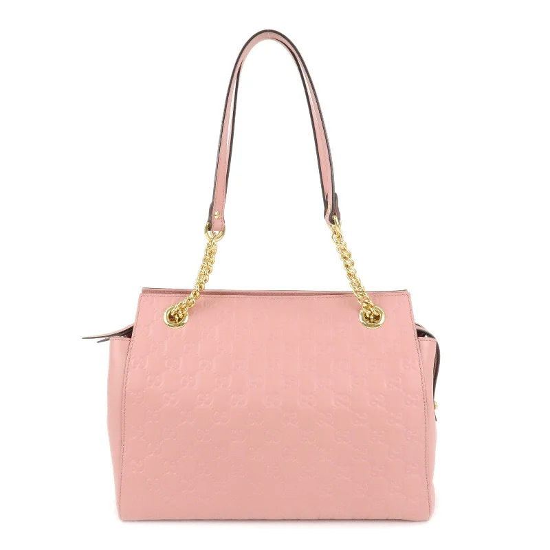 GUCCI Guccissima Leather Chain Tote Bag Shoulder Bag Pink 453773