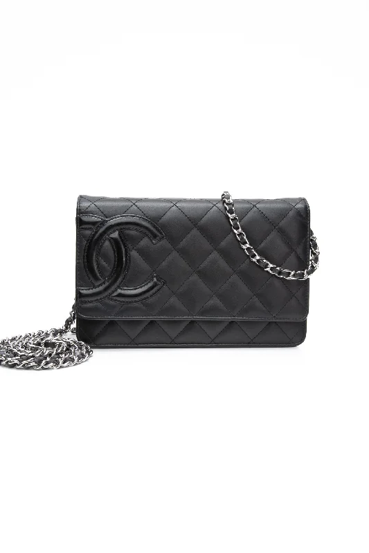 CHANEL Black Calfskin Quilted Cambon Wallet on Chain WOC