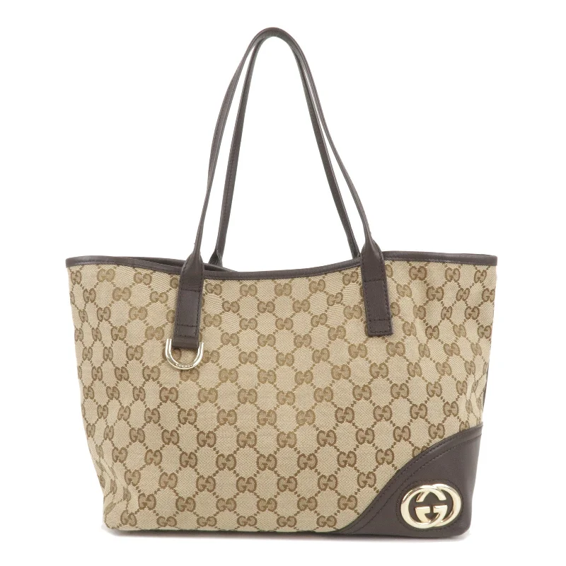 GUCCI Abbey InterlockingG GG Canvas Leather Tote Bag 169946