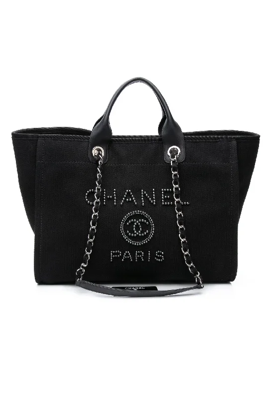 CHANEL Black Pearl Medium Deauville Tote Bag