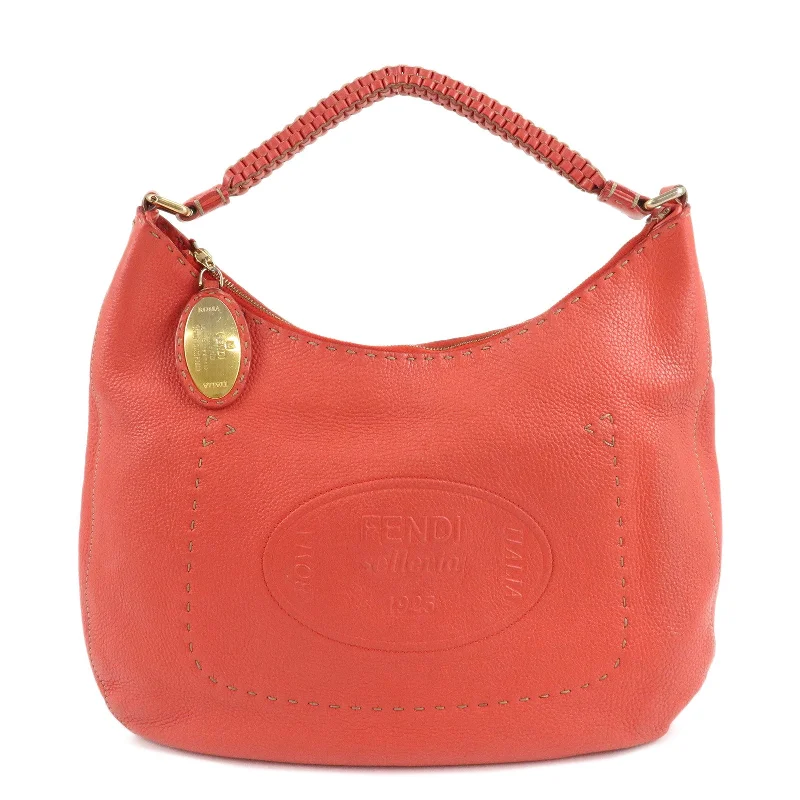 FENDI Selleria Leather Shoulder Bag Red 8BR648