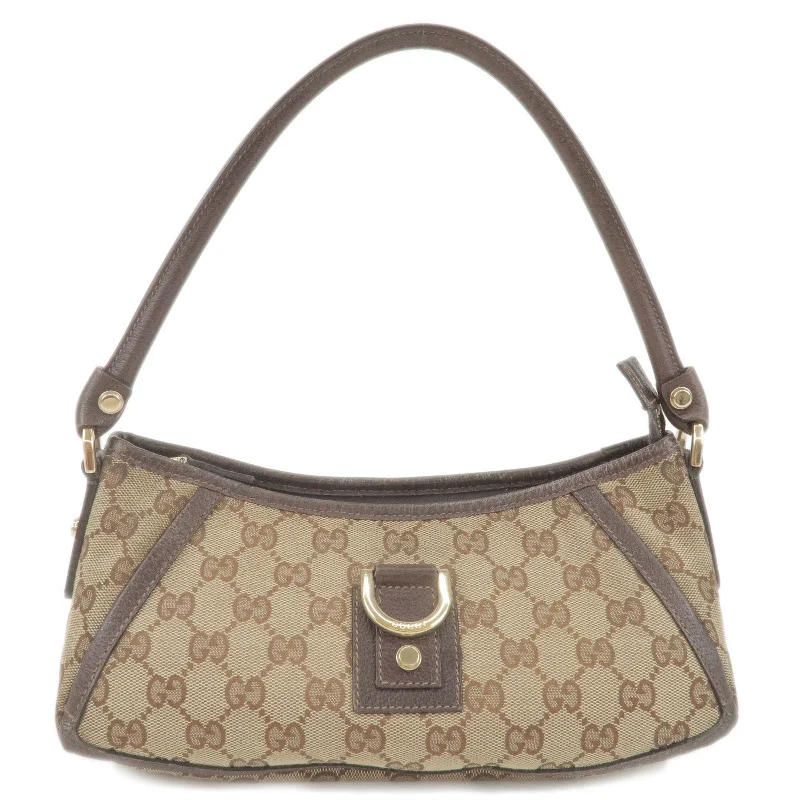 GUCCI Abbey GG Canvas Leather Shoulder Bag Beige Brown 130939