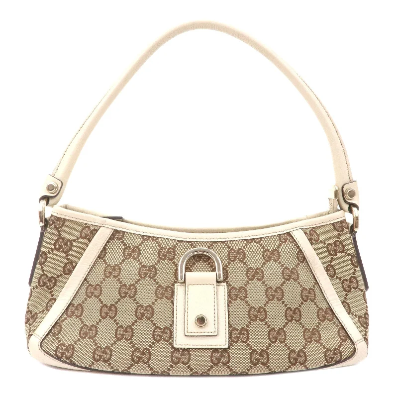 GUCCI Abbey GG Canvas Leather Shoulder Bag Pouch Beige 130939