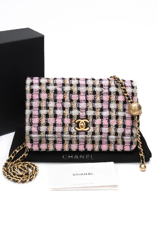 CHANEL Tweed Pearl Crush Wallet on Chain WOC