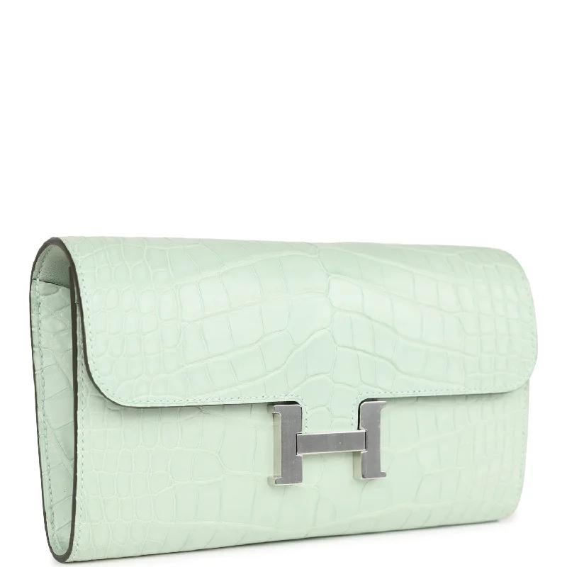 Hermes Constance Wallet To Go Vert D'eau Matte Alligator Palladium Hardware