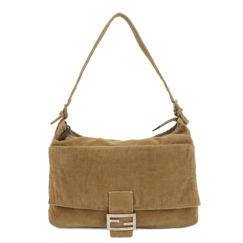 FENDI Corduroy Shoulder Bag Hand Bag Khaki 26425