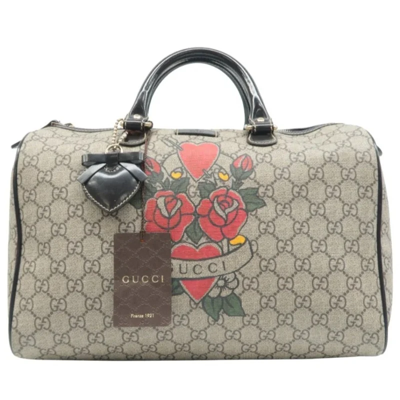 GUCCI Boston Brown Canvas Hand Bag