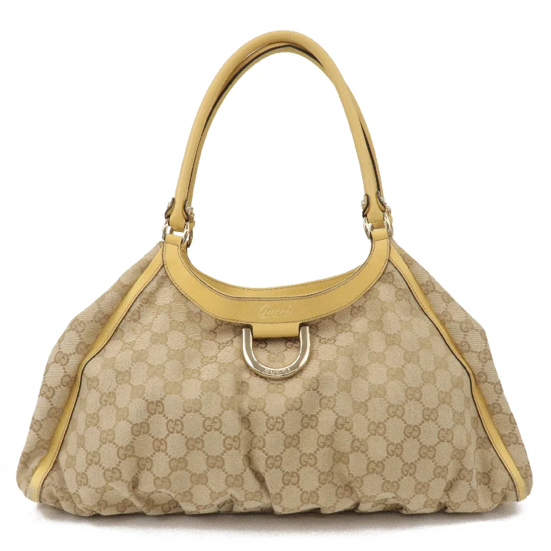 GUCCI Abbey GG Canvas Leather Shoulder Bag Beige Yellow 189835