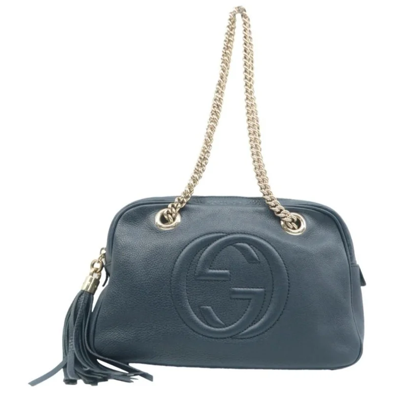 GUCCI Soho Navy Leather Shoulder Bag