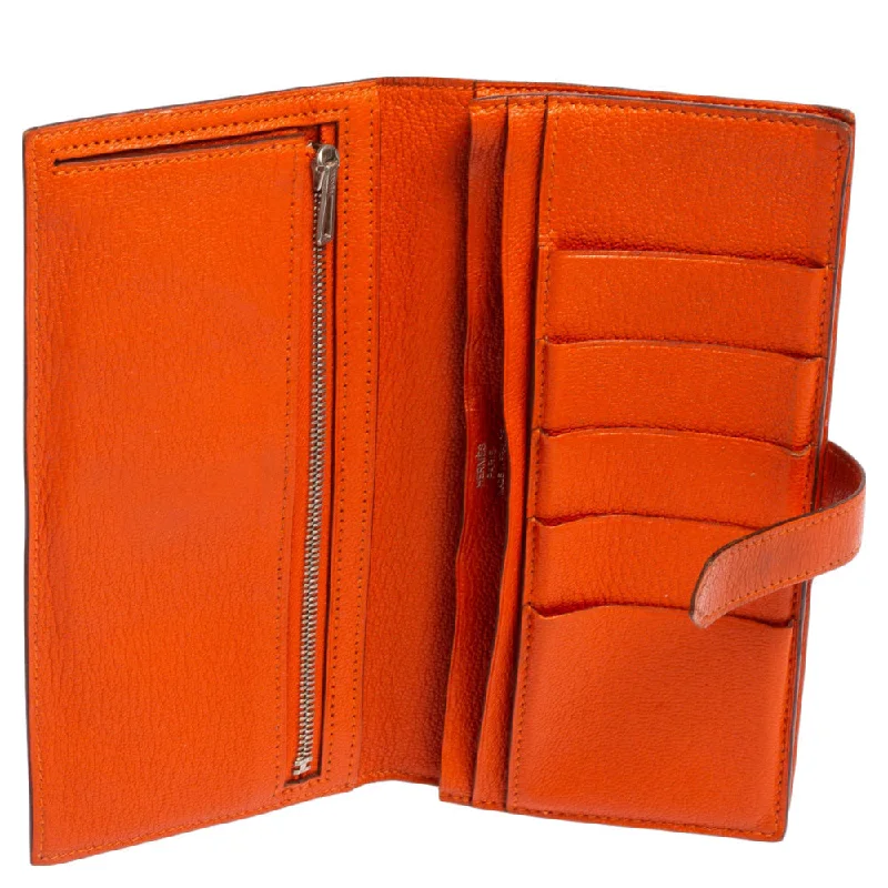 Hermes Feu Mysore Leather Bearn Gusset Wallet