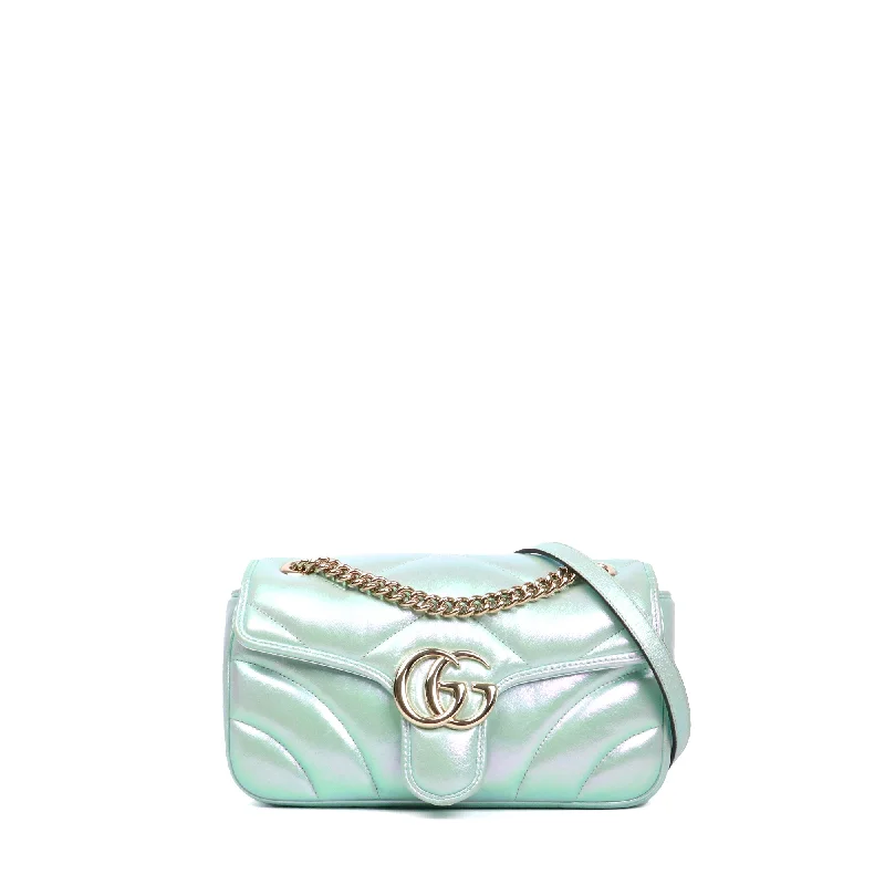 GUCCI - Sac à bandoulière GG Marmont small Gucci en cuir bleu irisé édition limitée