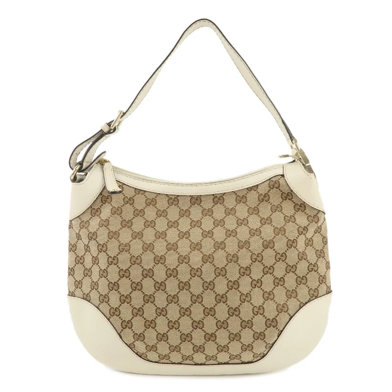 GUCCI GG Canvas Leather One Shoulder Bag Beige Ivory 211810