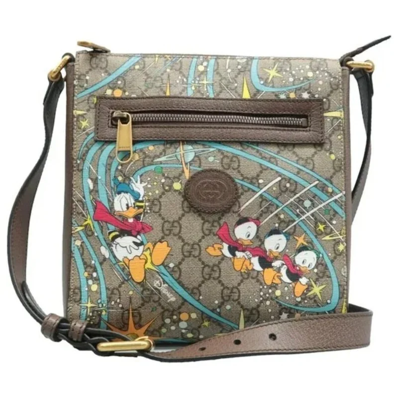 GUCCI Donald Duck Disney x Gucci Brown GG Supreme Canvas Shoulder Bag