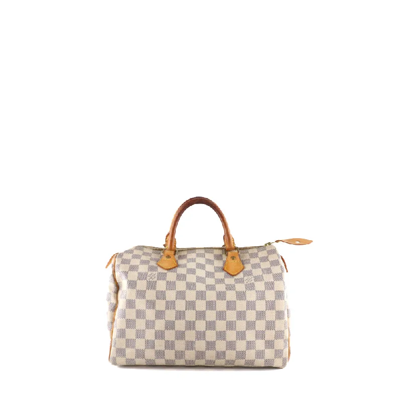 LOUIS VUITTON - Sac à main Speedy 30 en toile damier azur