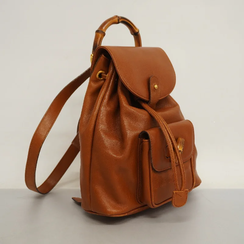 Gucci  Bamboo Rucksack 003 1705 0030 Women's Leather Backpack Brown